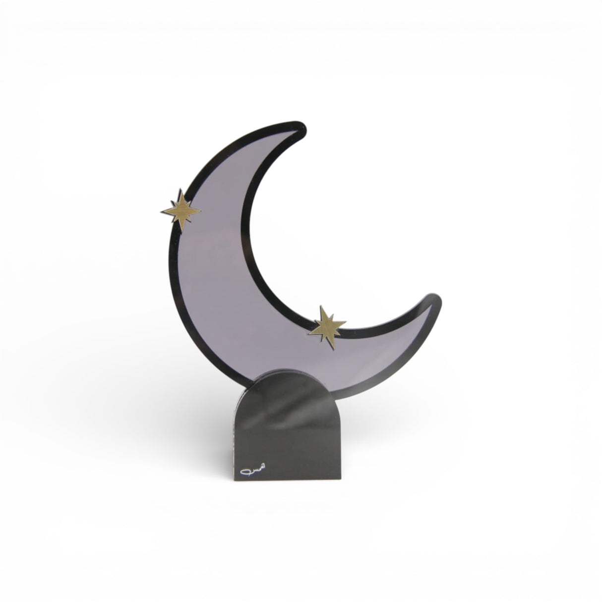 ستاند أكريليك بتصميم هلال مع نجوم ذهبية