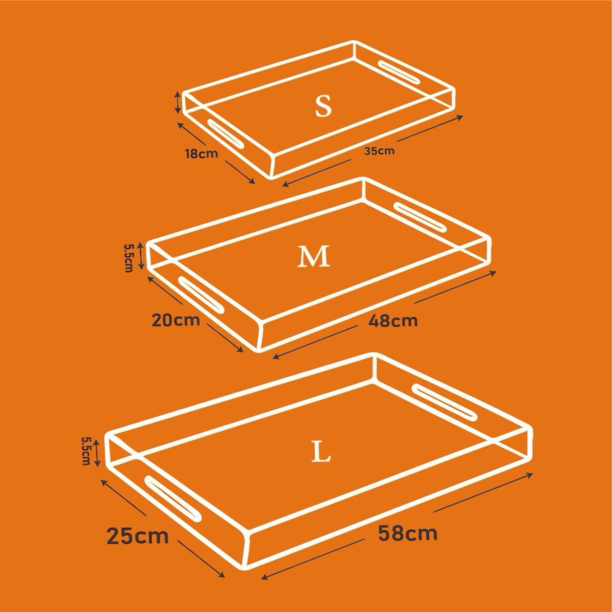 صينية أكريليك شفافة فاخرة – 3 أحجام