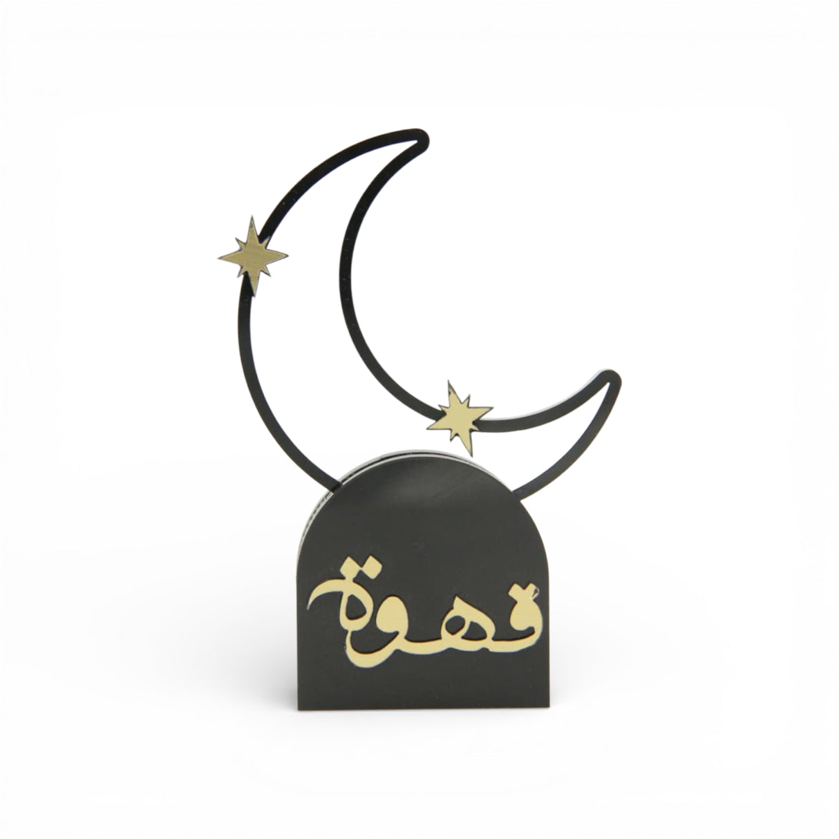 هلال مع نجوم وعبارة «قهوة»