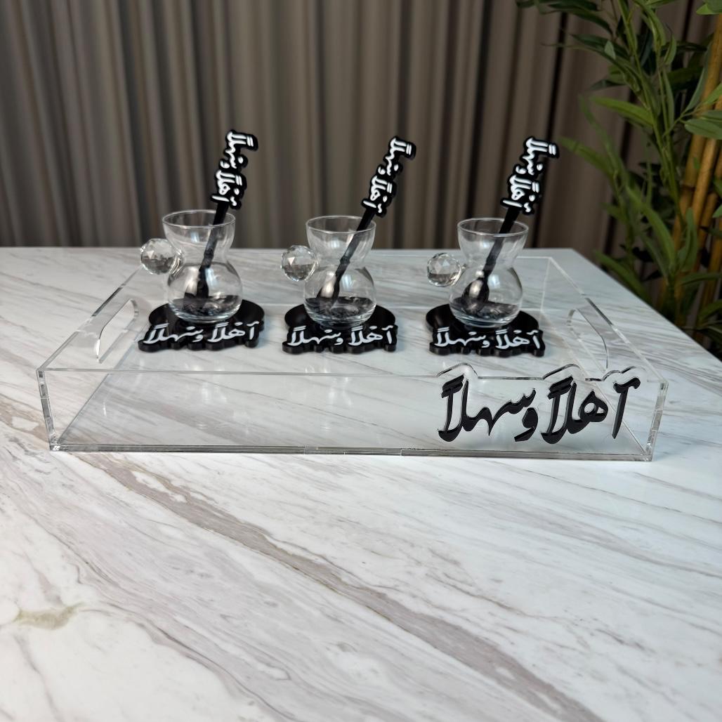 صينية أكريليك شفاف - أهلاً وسهلاً