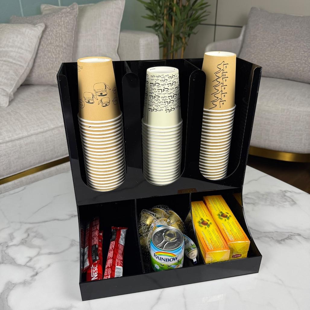 حامل أكواب ثلاثي – مع مساحة تخزين