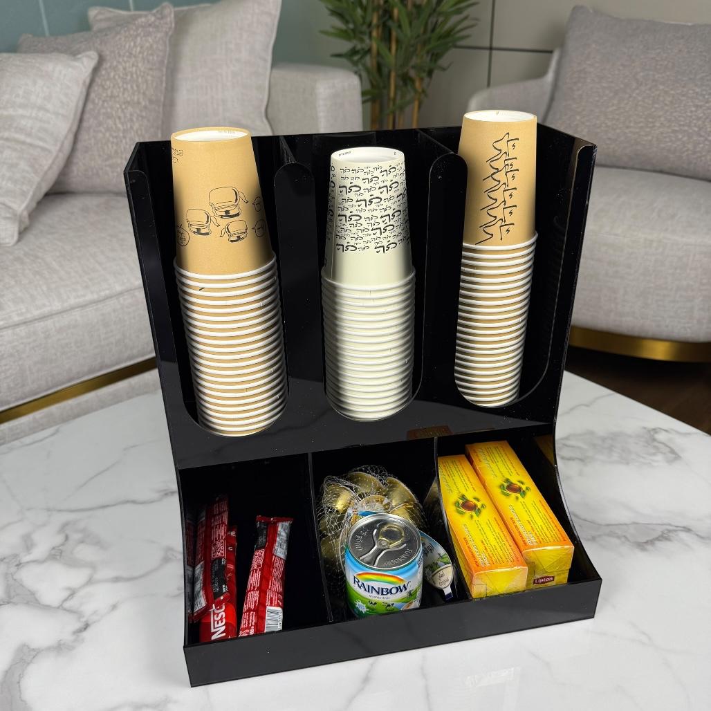 حامل أكواب ثلاثي – مع مساحة تخزين