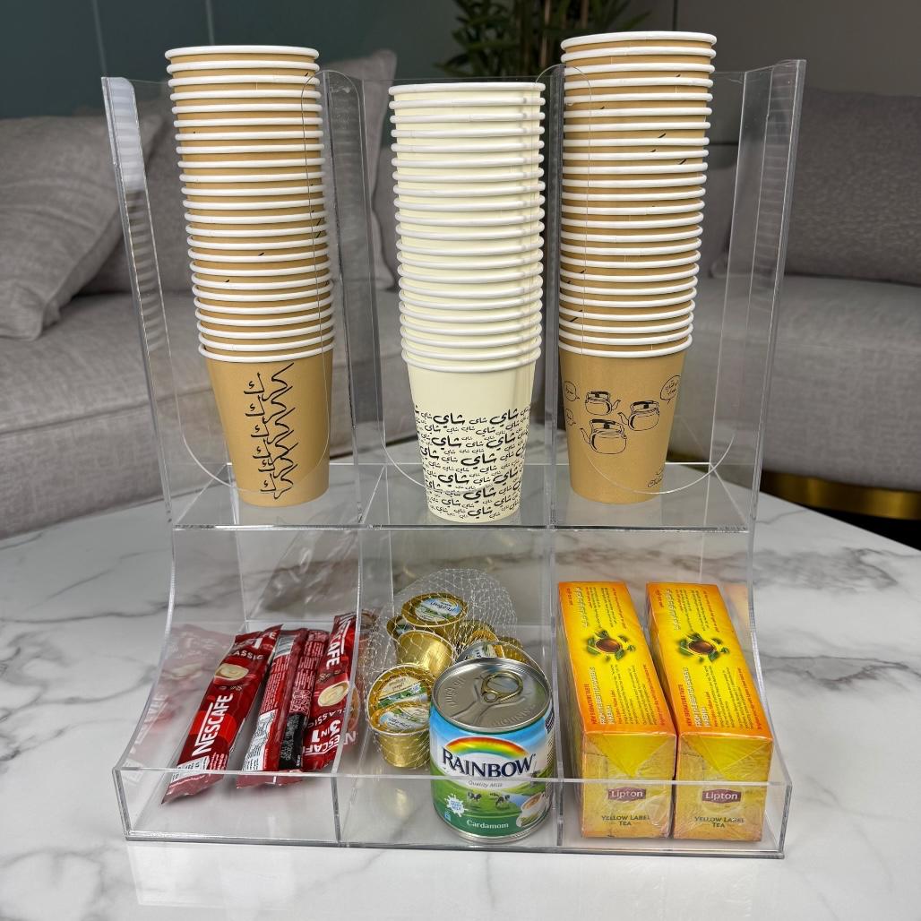 حامل أكواب ثلاثي – مع مساحة تخزين