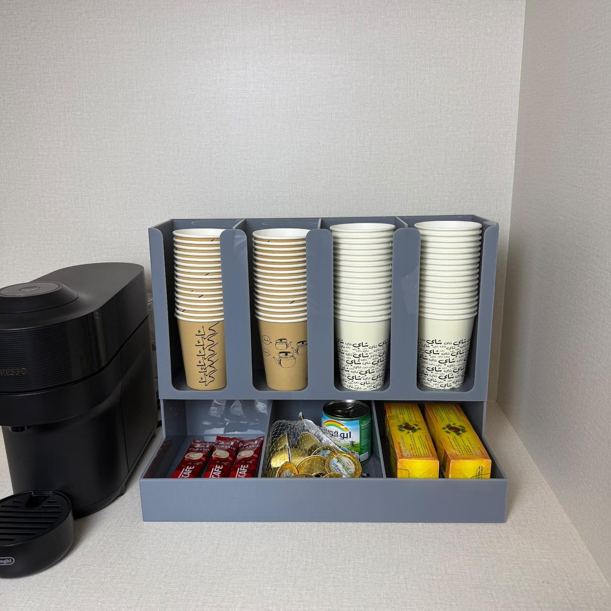 ستاند أكريليك 4 خانات لتنظيم أكواب الضيافة