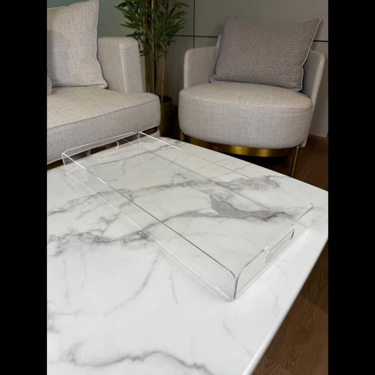 صينية أكريليك شفافة فاخرة – 3 أحجام