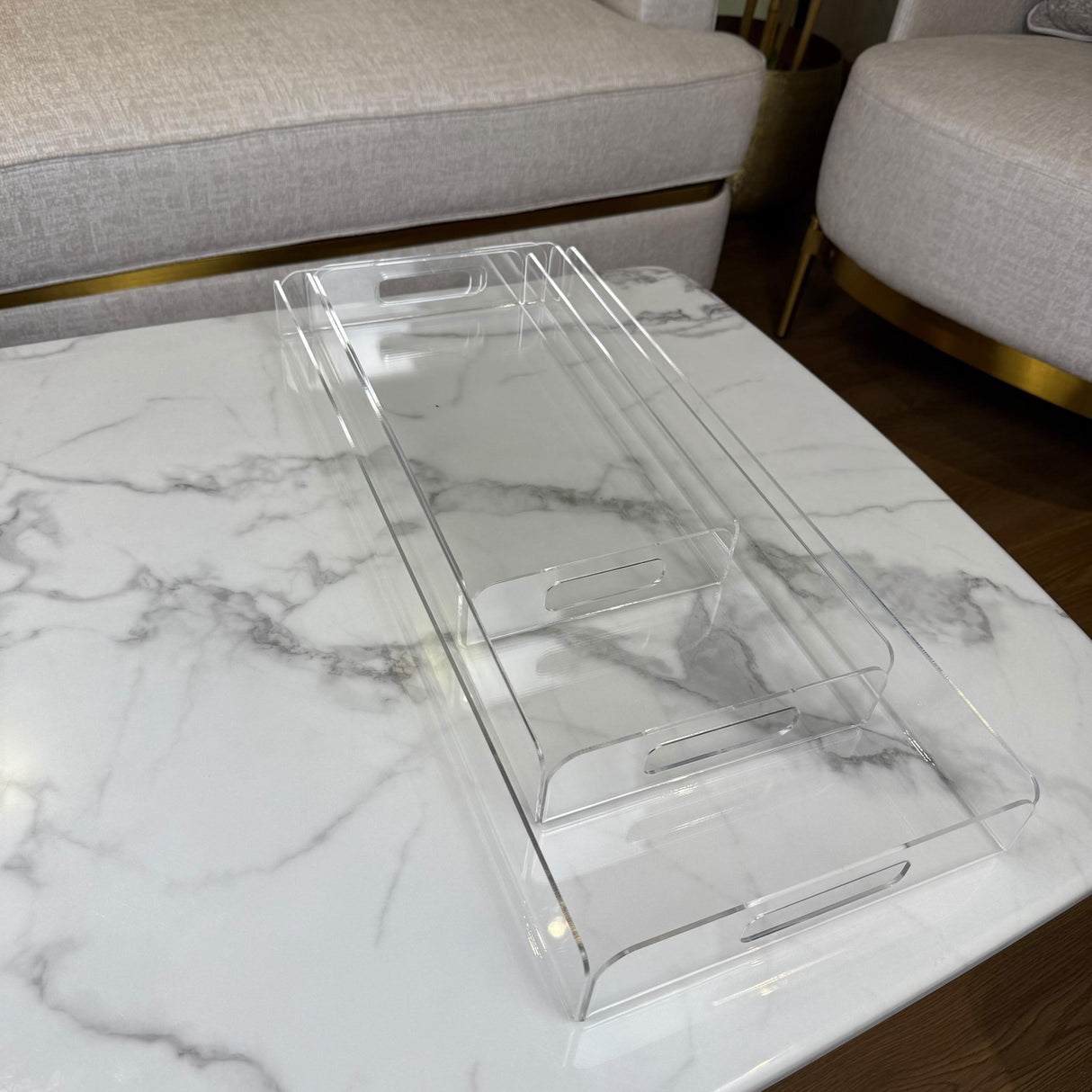 صينية أكريليك شفافة فاخرة – 3 أحجام