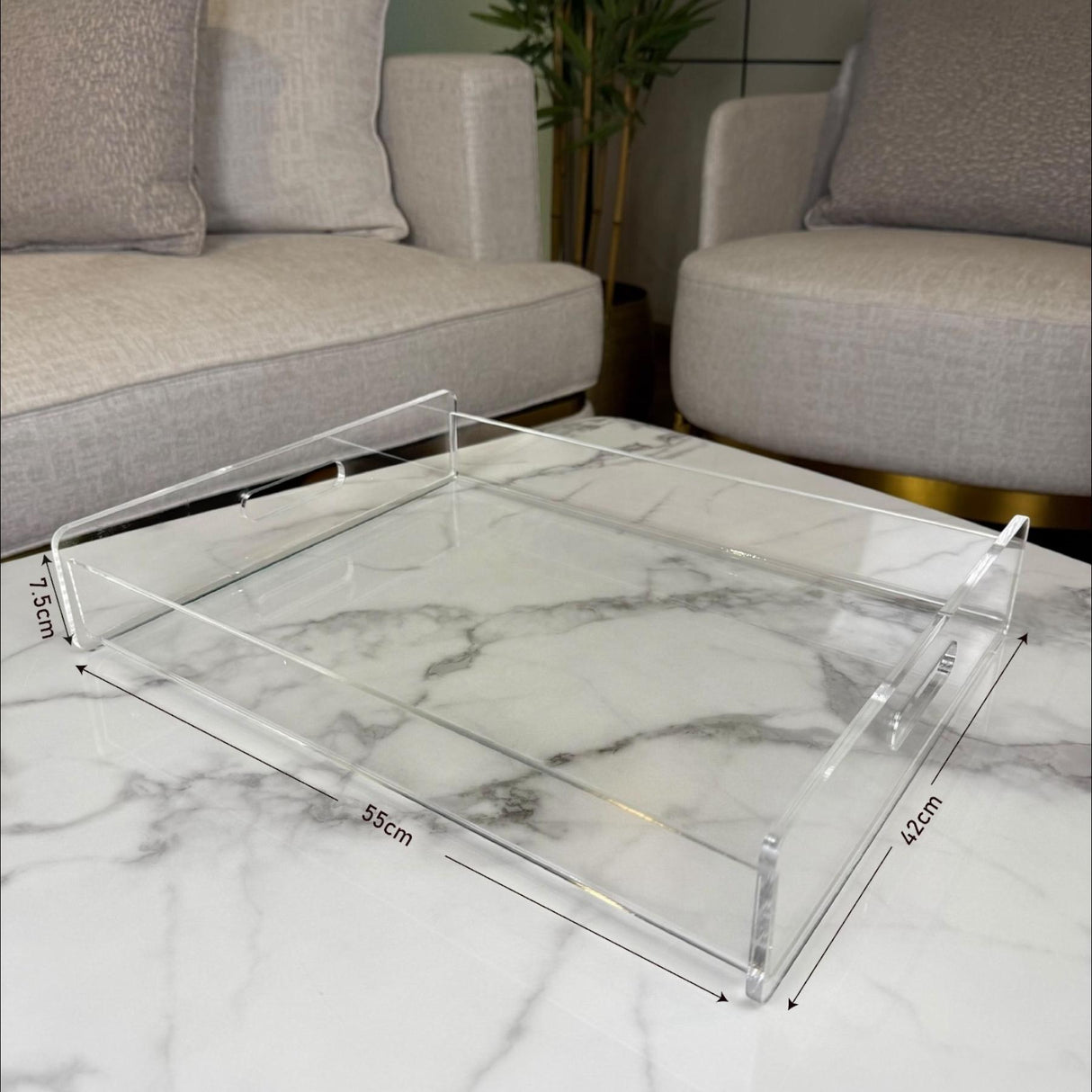 صينية فاخرة بالأكريليك السميك – تصميم جانبي معزز