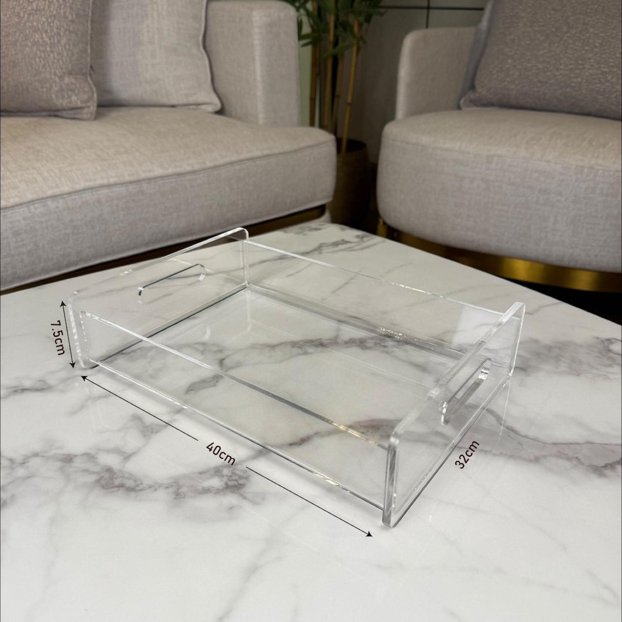 صينية فاخرة بالأكريليك السميك – تصميم جانبي معزز