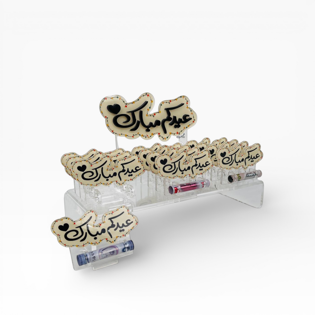 استاند توزيعات العيدية الأكريليك "عيدكم مبارك" (12 قطعة)