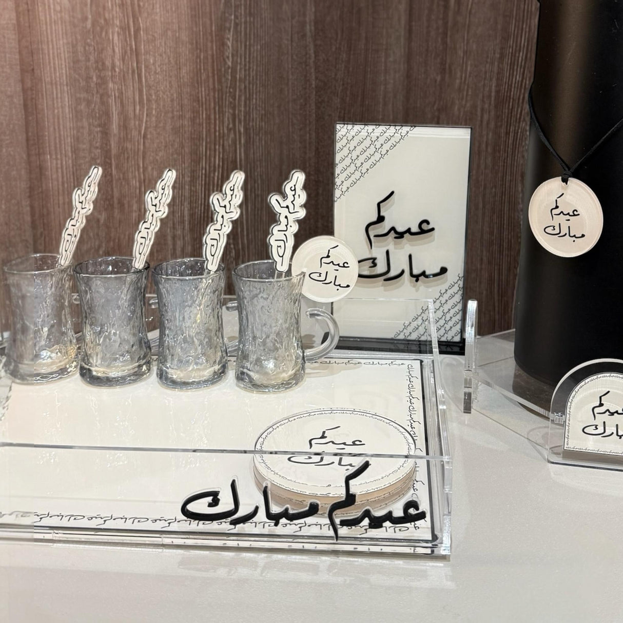 ملاعق أكريليك عيدكم مبارك – تصميم فاخر (٣ قطع)