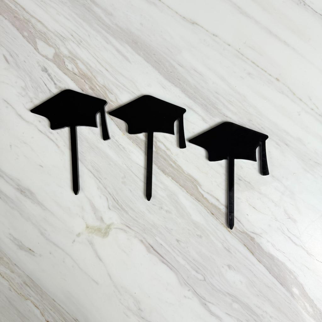 توبر تزيين كيك تخرج - تصميم قبعة تخرج - عبوة 3قطع