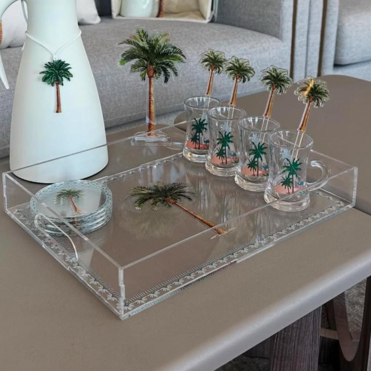 صينية الأكريليك بتصميم النخلة