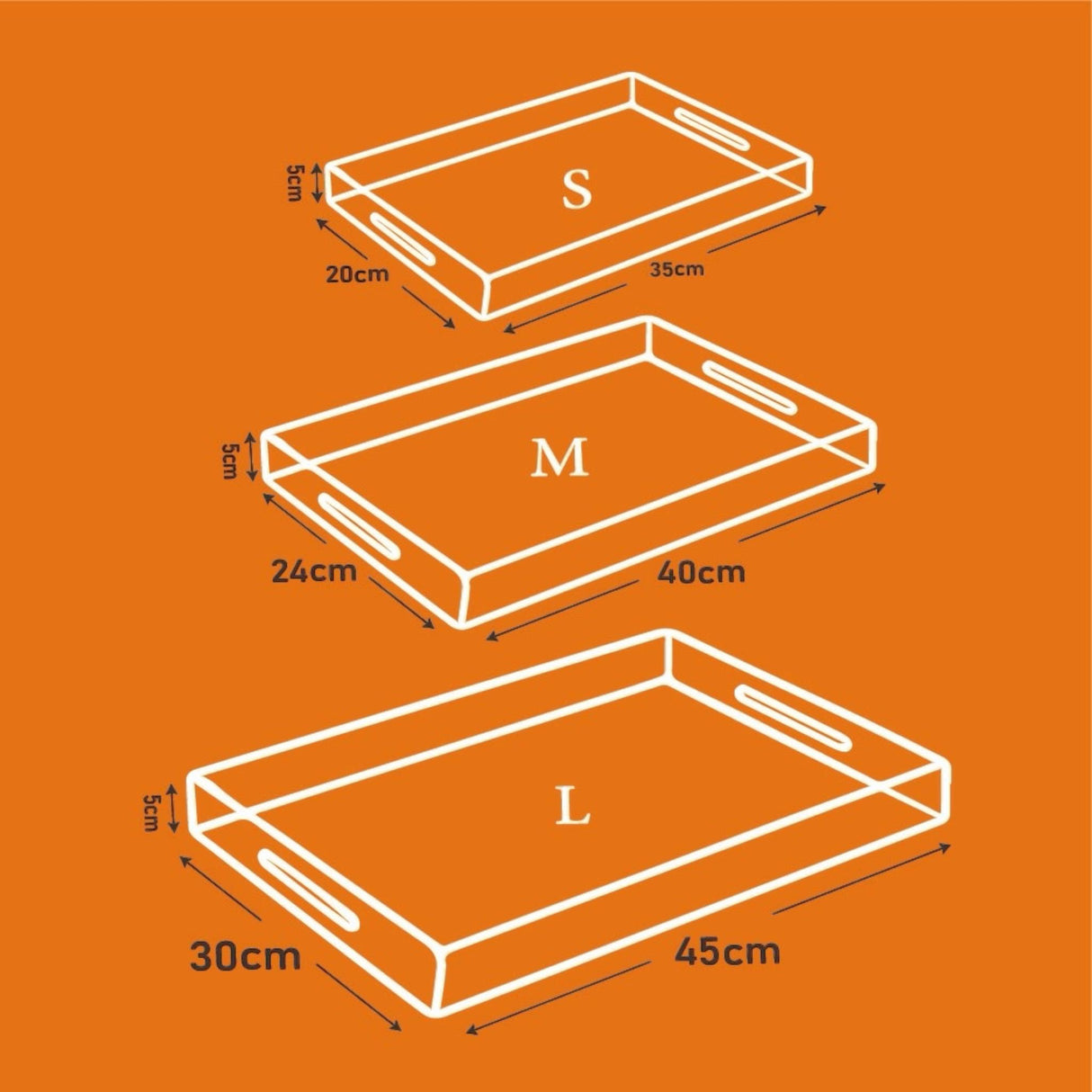 صينية أكريليك فاخرة بتصميم مائل أنيق – 3 مقاسات