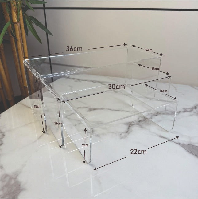 ستاند أكريليك شفاف 3 قطع بتصميم متدرج