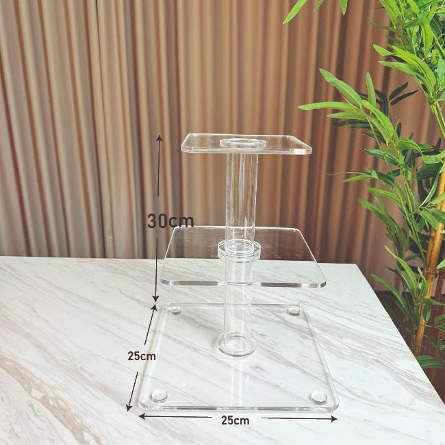 ستاند تقديم 3 طبقات مربعة – أكريليك شفاف