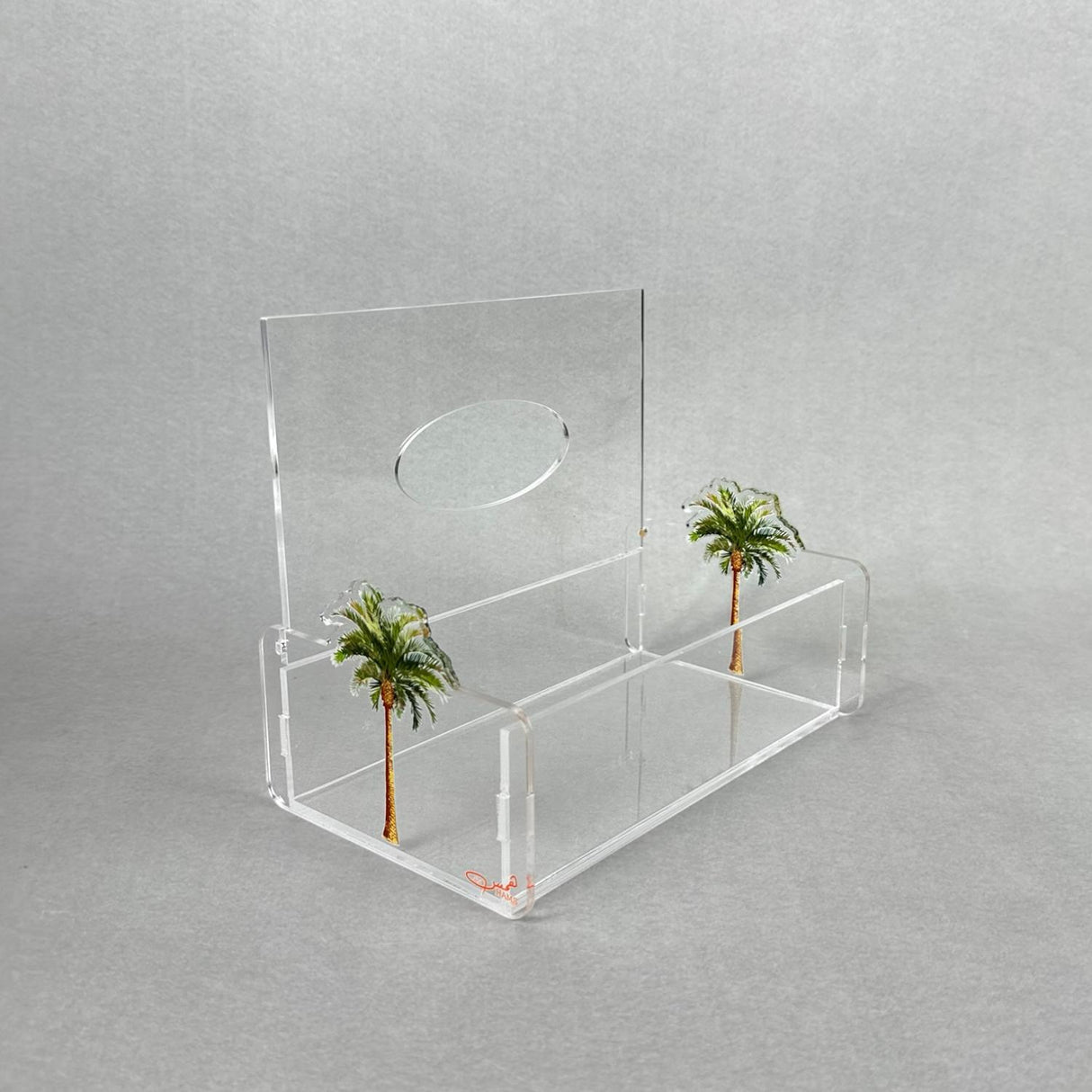 علبة مناديل أكريليك بنقشة النخلة - تصميم فريد من همس الأفكار