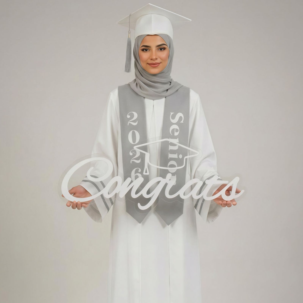 clear acrylic graduation sign with white congrats design by Hams