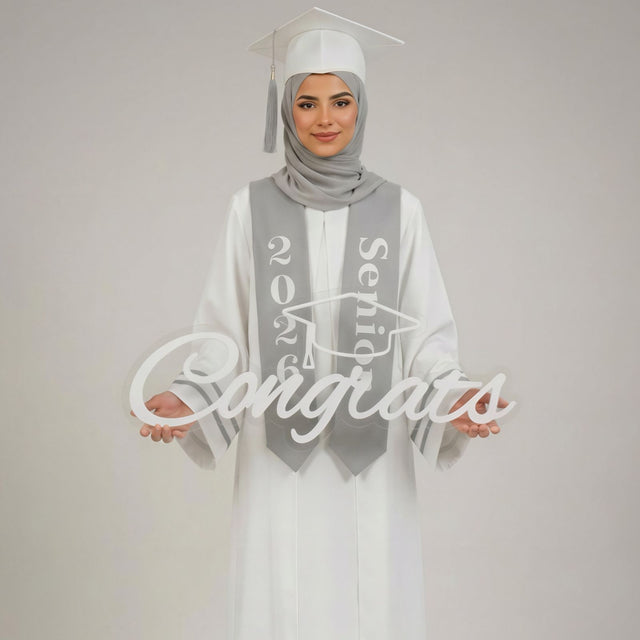clear acrylic graduation sign with white congrats design by Hams