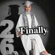 black acrylic graduation sign with finally text and white acrylic letters by Hams