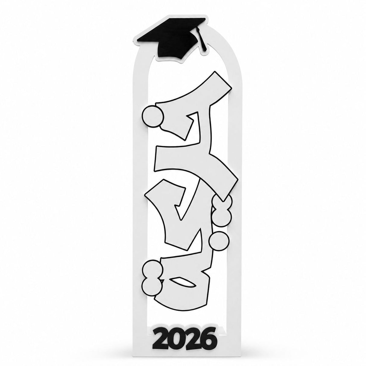 Arabic Graduation Girl Stand Khareeja 2026 Made of White Forex PVC with Graduation Cap Decoration