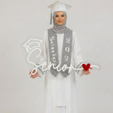 transparent acrylic senior 2026 graduation sign with white acrylic details and red heart by Hams