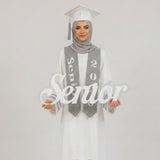 transparent acrylic senior graduation sign with white acrylic lettering by Hams